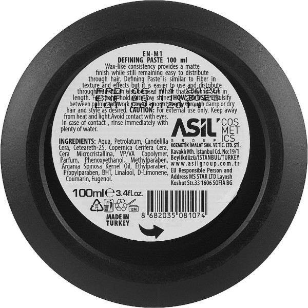 Фото - Паста для укладки волосся Nishman Hair Defining Matte Paste M1 100 мл (8682035081074)